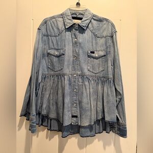 Free People Denim Button Down Shirt